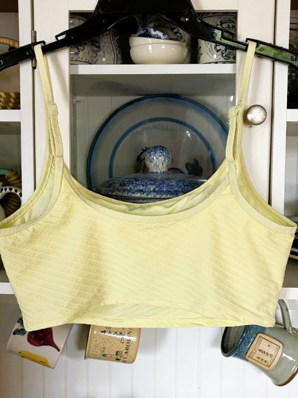 Aerie Bikini Size Medium 2 Piece Yellow Textured Lined - Picture 3 of 5